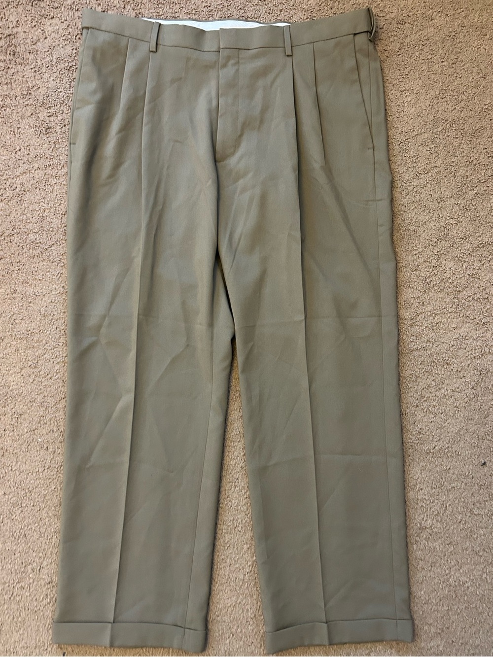 Haggar Classic Fit Men's Pleated Beige Dress Pants - 38 x 29